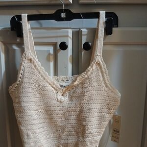 No Boundaries Cream Crochet V-Neck Crop Tank